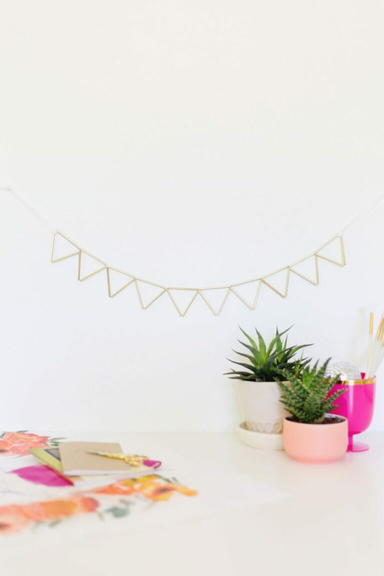 Brass and Suede Geometric Garland