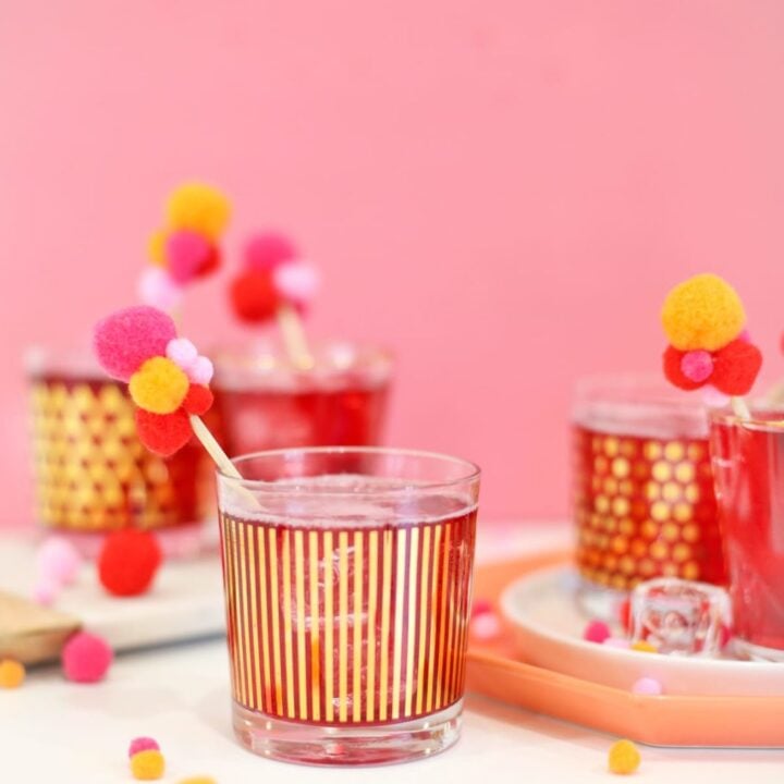 DIY Pompom Drink Stirrers